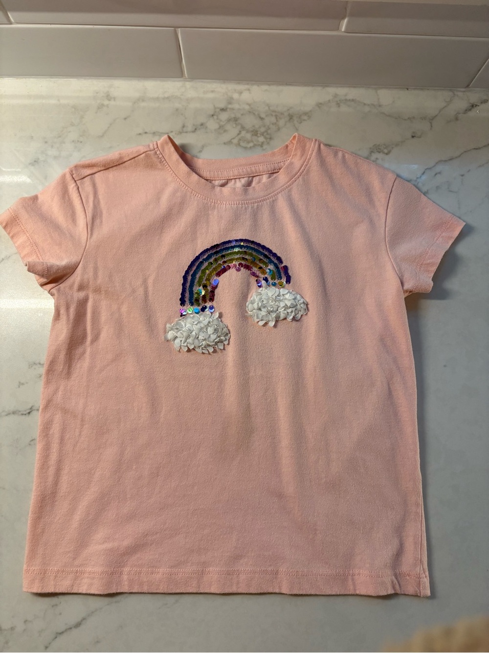 Cat & Jack Pink Sequin Rainbow Tee